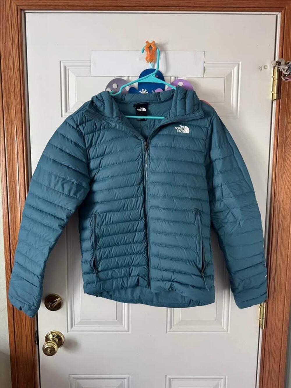 The North Face Stretch Down Jacket With Hood Mallard Blue Men’s Small Womens MED